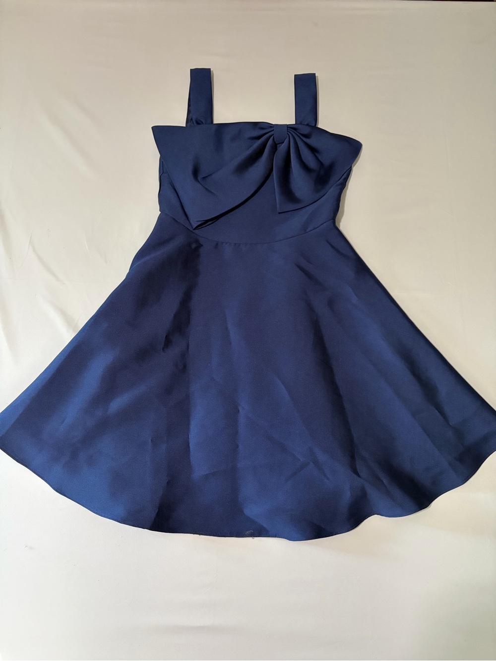 Girls Rare Editions Navy Bow-Front Fit-and-Flare Dress